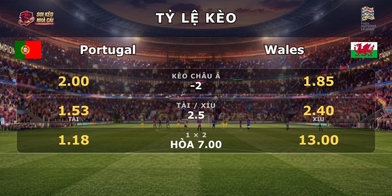 Tỷ lệ kèo Portugal vs Wales